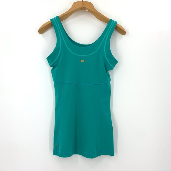 lucy Sea Green Power Yoga Extra Long Moisture Wicking Tank, Small - Picture 13 of 16